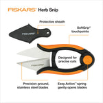 Load image into Gallery viewer, Fiskars Herb Garden Scissors, 5" Garden Shears, Handheld Herb Snips with Sheath and SoftGrip Handle, Dishwasher Safe