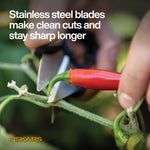 Load image into Gallery viewer, Fiskars Herb Garden Scissors, 5" Garden Shears, Handheld Herb Snips with Sheath and SoftGrip Handle, Dishwasher Safe